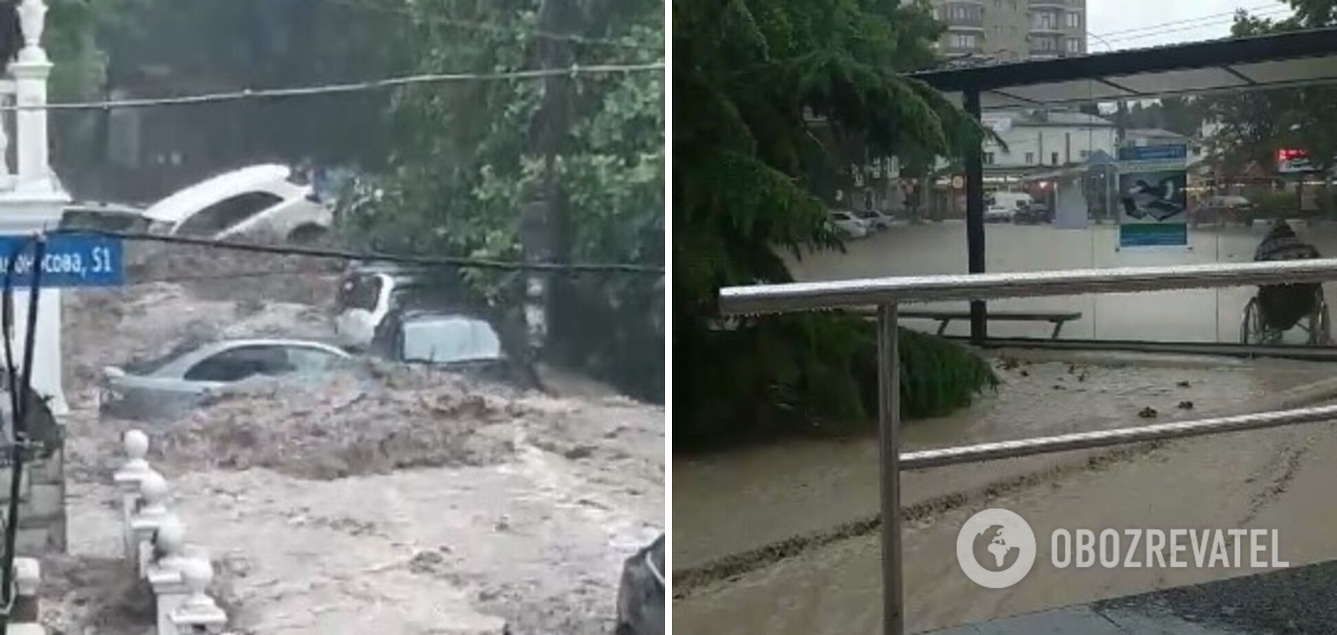 Вода снесла автомобили и затопила переходы