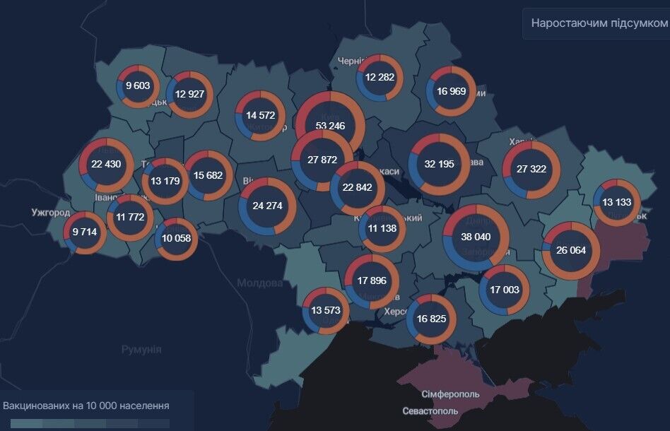 Количество привитых жителей регионов (вторая доза)
