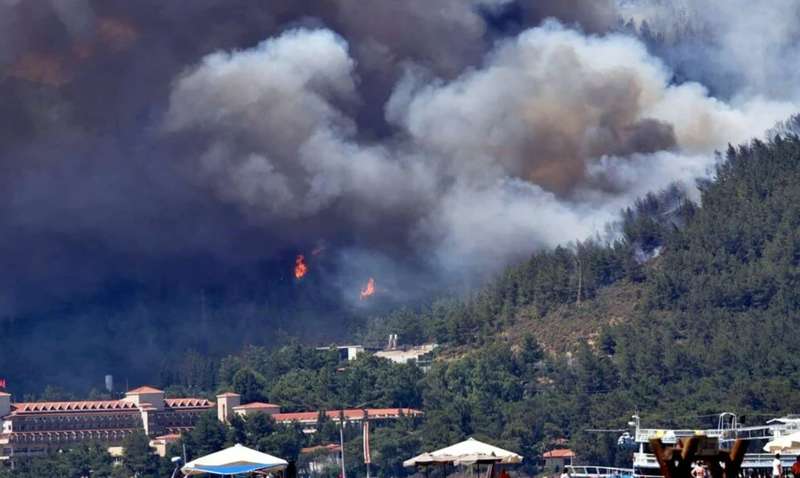 Дым от пожара поднялся в небо