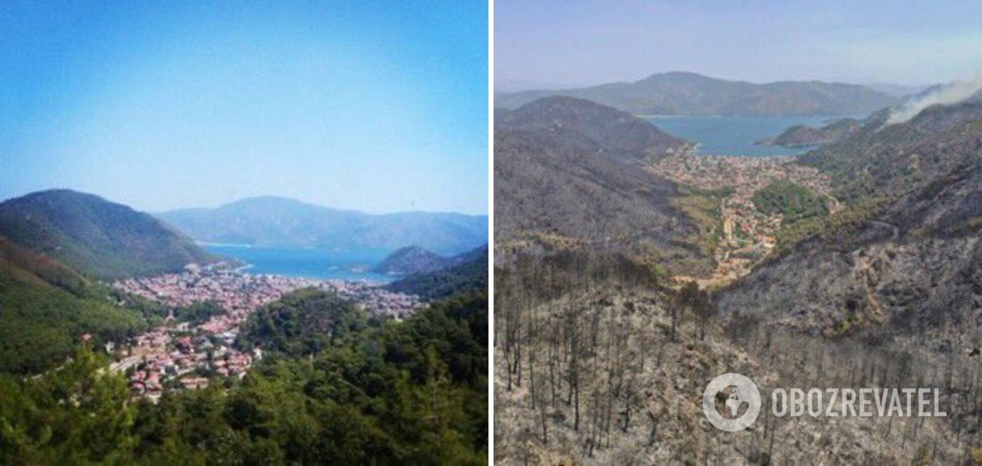 Фото до и после пожаров в Турции.