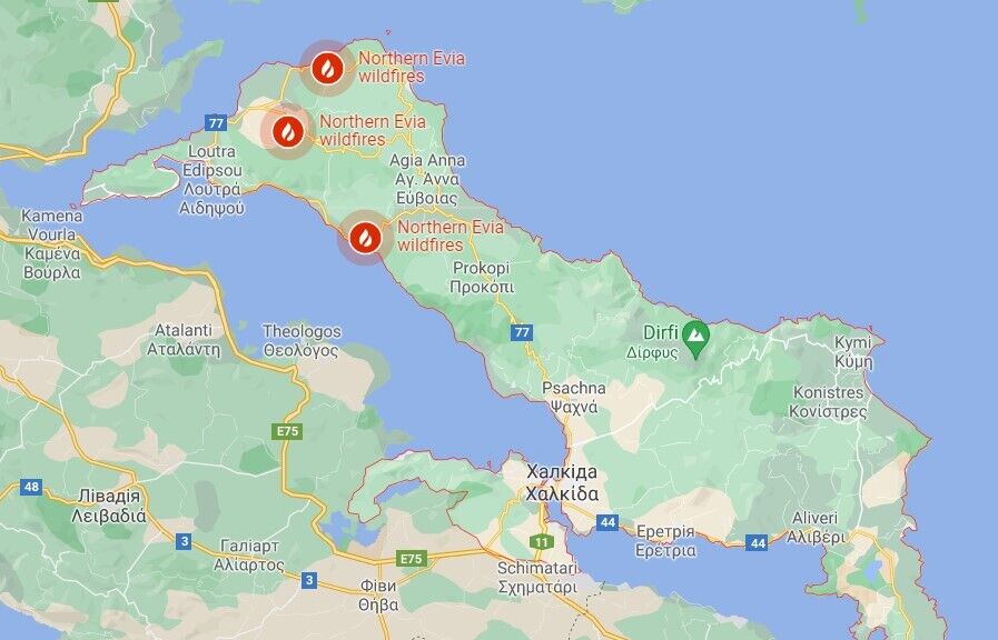 Борьба с пожарами продолжалась на острове Эвия