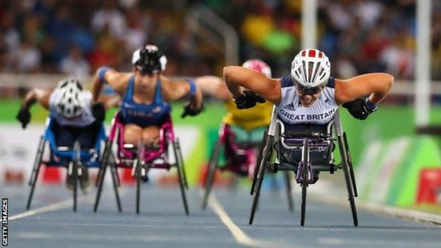 Britain’s Hannah Cockroft competes in the women’s T34 800m at the 2016 Rio Paralympics