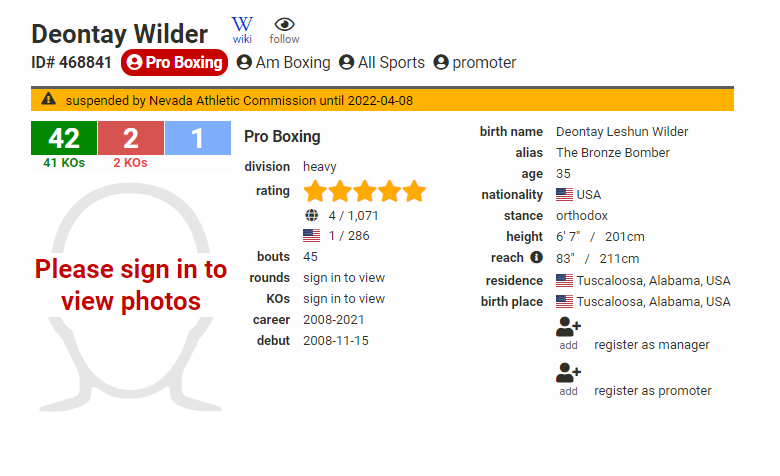 Профиль Деонтея Уайлдера