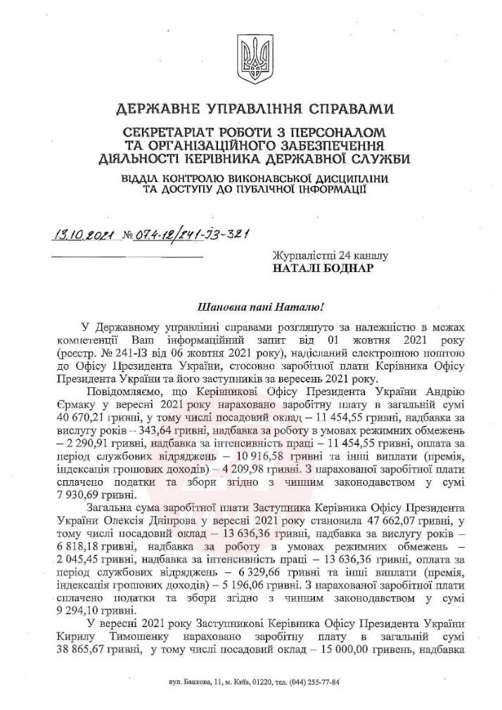 . Єрмак отримує меншу зарплату, ніж його заступники в ОПУ dqxikeidqxidqrant