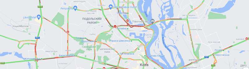 Пробки в Киеве 26 октября. Скриншот: google.com/maps dqxikeidqxidqrant