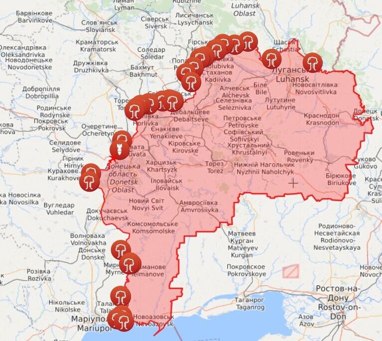 Карта войны на Донбассе