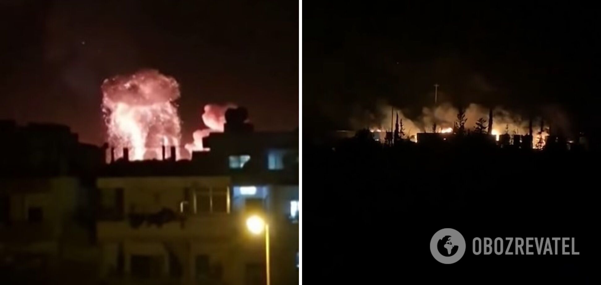 В результате авиаудара возник пожар