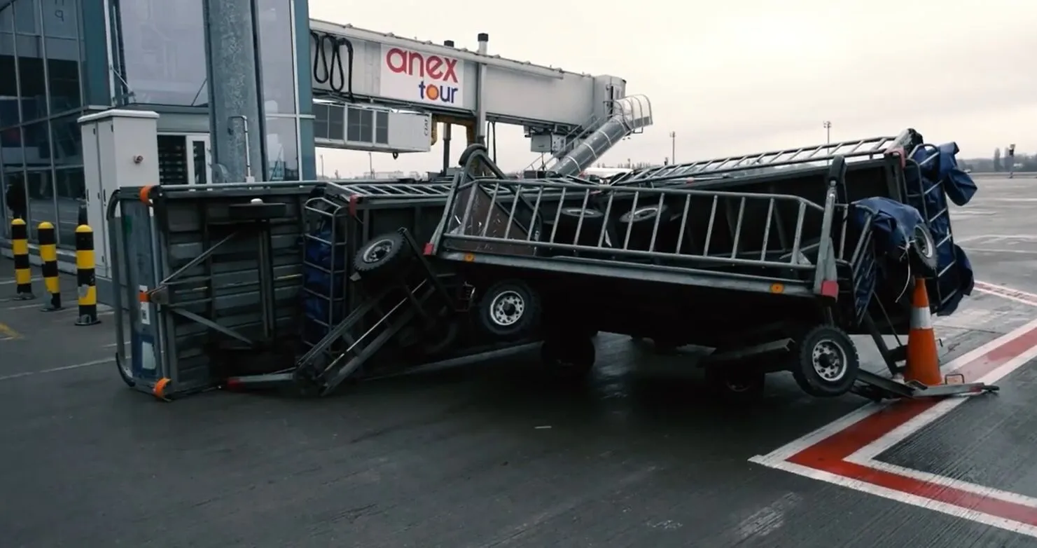 Перевернутые тележки.