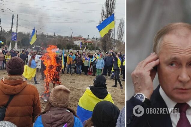 В Мелитополе сожгли чучело Путина