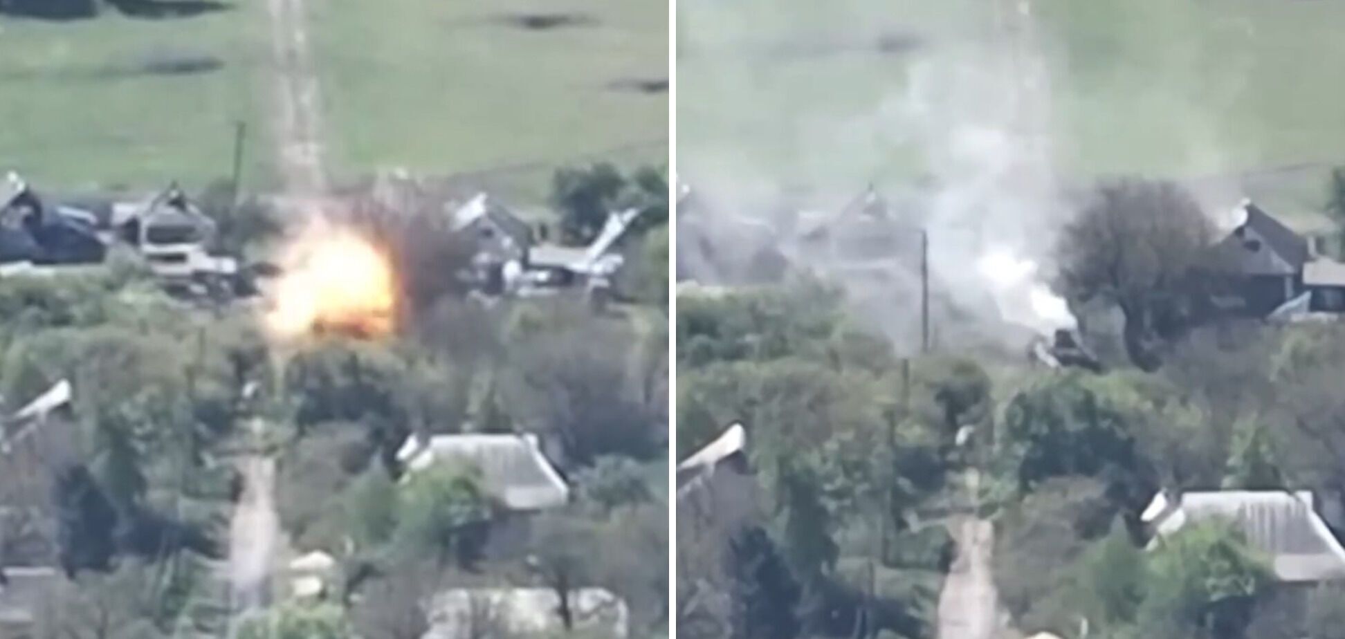 Техника оккупантов взорвалась после попадания снаряда.