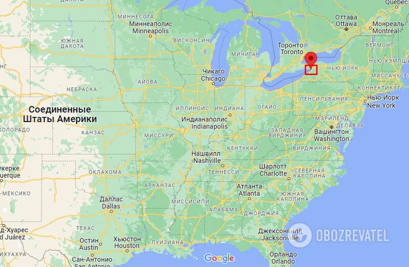 Город Буффало на карте.