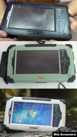 Планшет комплекса "Стрелец-М" (сверху) и планшеты фирм Leica и Handheld в аналогичных корпусах dqxikeidqxidqeant