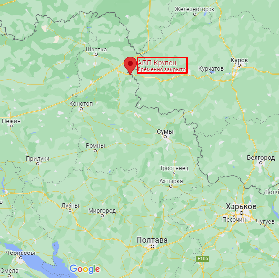 Пункт пропуска "Крупец" на карте dqxikeidqxidqrant