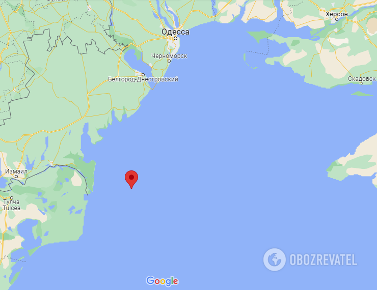 Остров Змеиный на карте dqxikeidqxidqrant