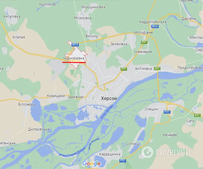Чернобаевка на Херсонщине на карте