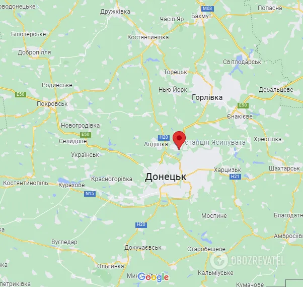 Ясиноватая на карте