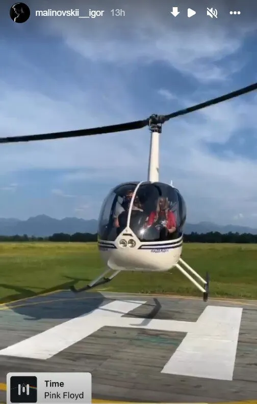 Игорь Малиновский в вертолете