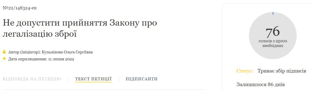 Петиция против легализации оружия в Украине dqxikeidqxidqrant