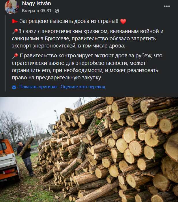 Из Венгрии запретили вывозить дрова dqxikeidqxidqeant