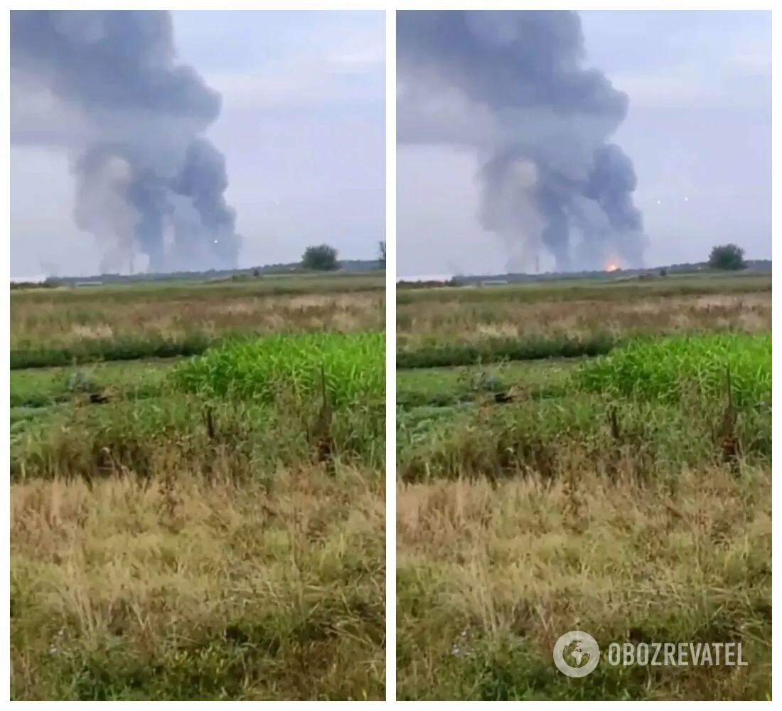 Дим та спалахи в небі