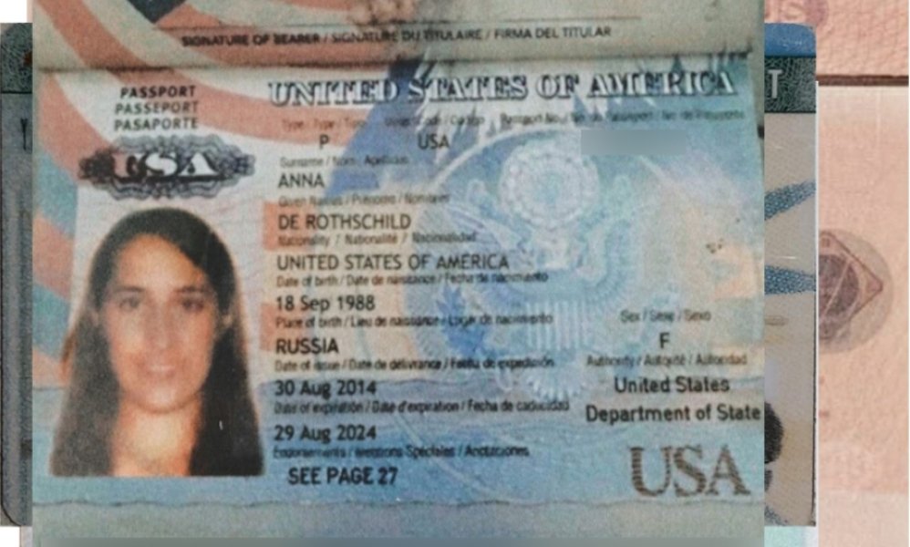 Паспорт США по имени Анны де Ротшильд