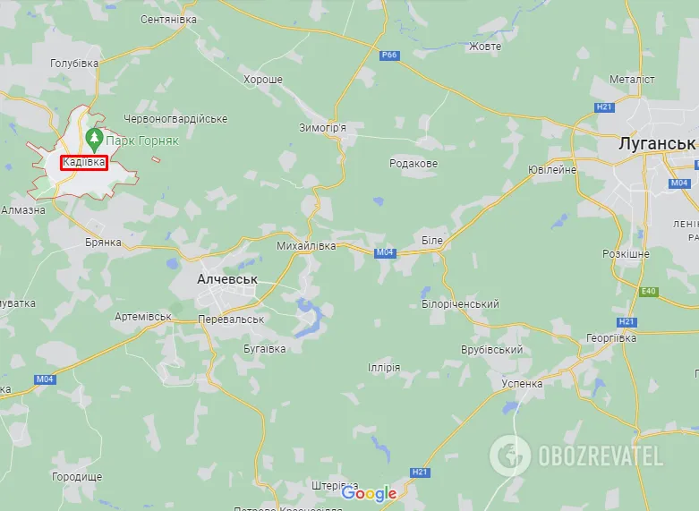 Кадиевка (Стаханов) на карте