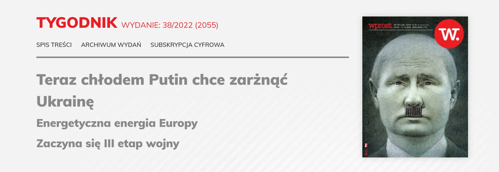 Польський журнал Wprost розмістив на обкладинці фото ’’газового фюрера’’ Путіна