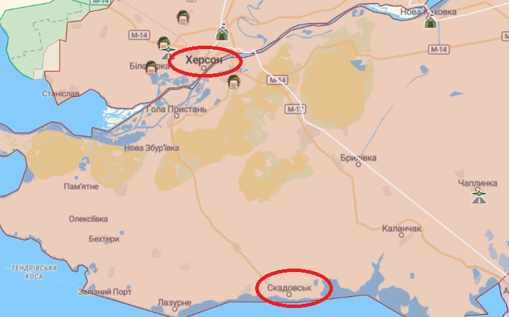 оккупанты переместили свою "администрацию" из Херсона в Скадовск, - Генштаб dqxikeidqxidqeant