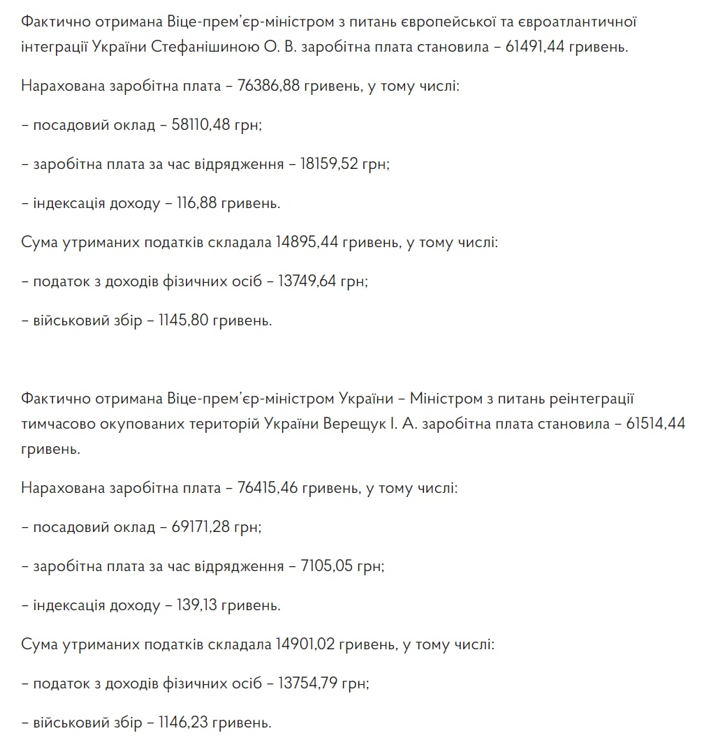 Зарплати членів Кабміну, с.2