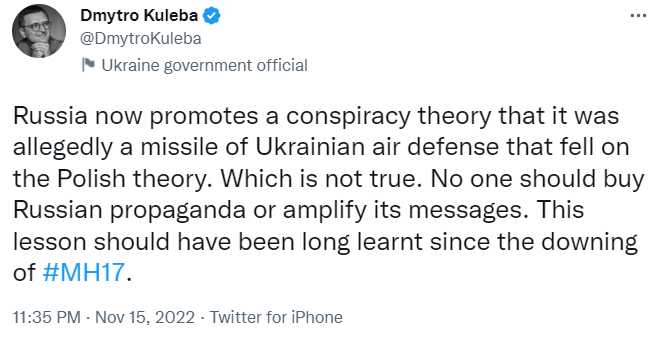 Кулеба спростував російські фейки після інциденту у Польщі dqxikeidqxidqeant