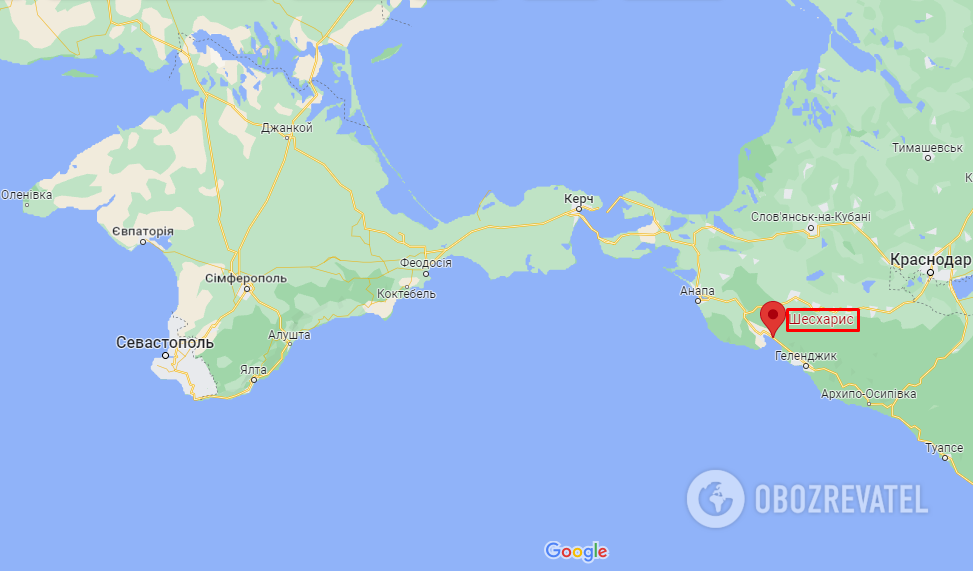 Нефтегавань Шесхаріс на карті dqxikeidqxidqrant