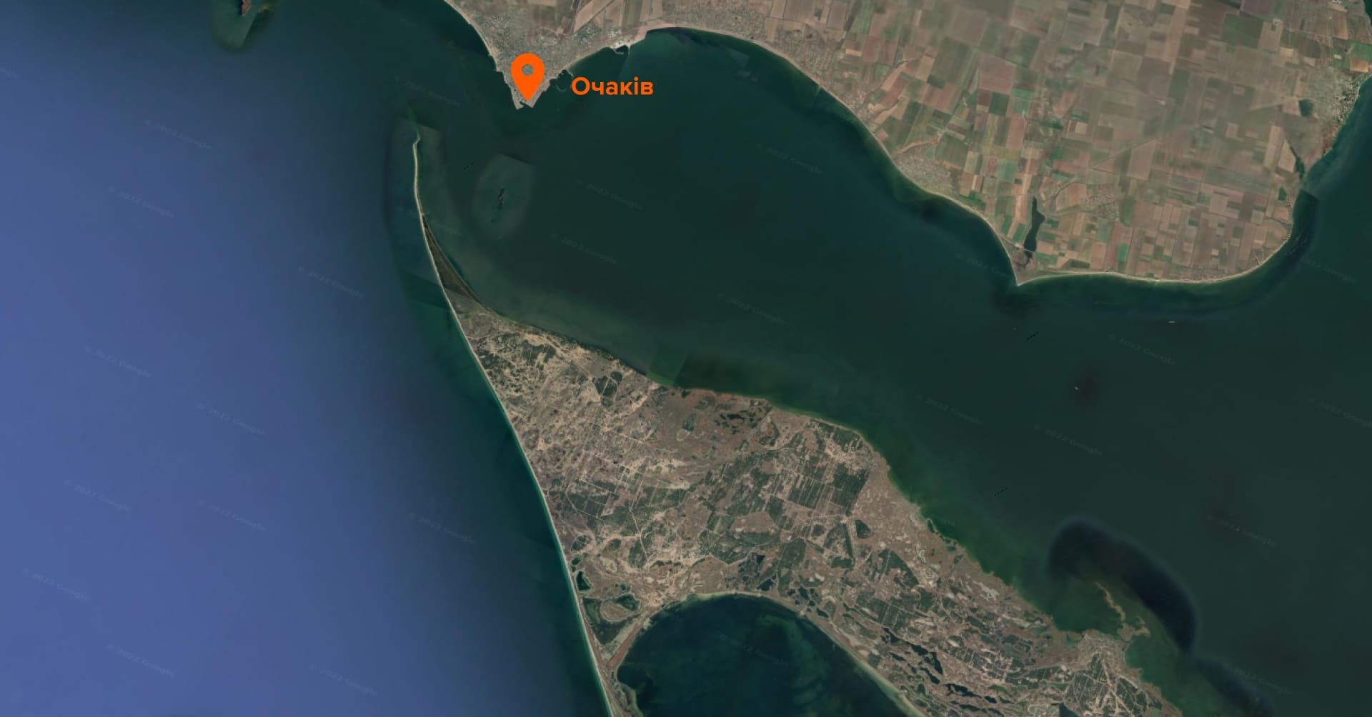 Кінбурнський півострів відділяє Дніпровсько-Бузький лиман від Чорного моря Кінбурнський півострів відділяє Дніпровсько-Бузький лиман від Чорного моря