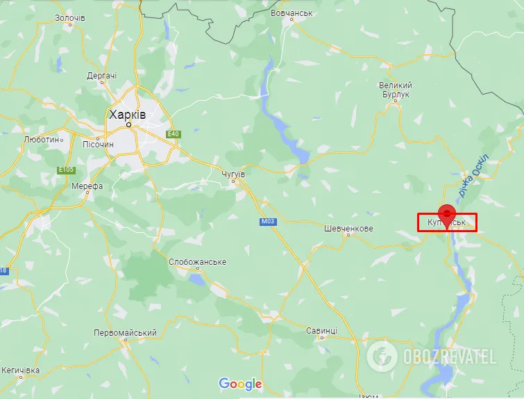 Купянск на карте