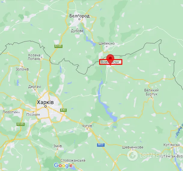 Вовчанськ на карті dqxikeidqxidqeant