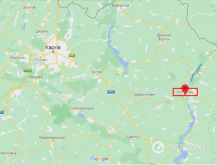 Куп’янськ на карті