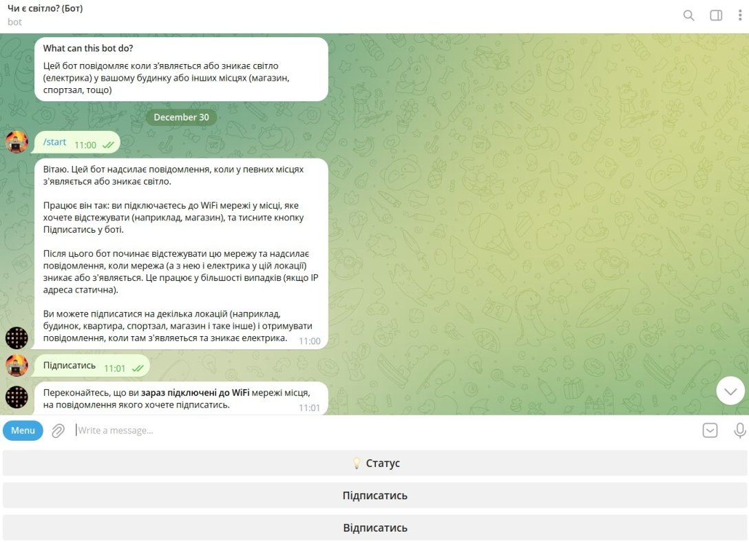 Есть ли свет (Бот) dqxikeidqxittant