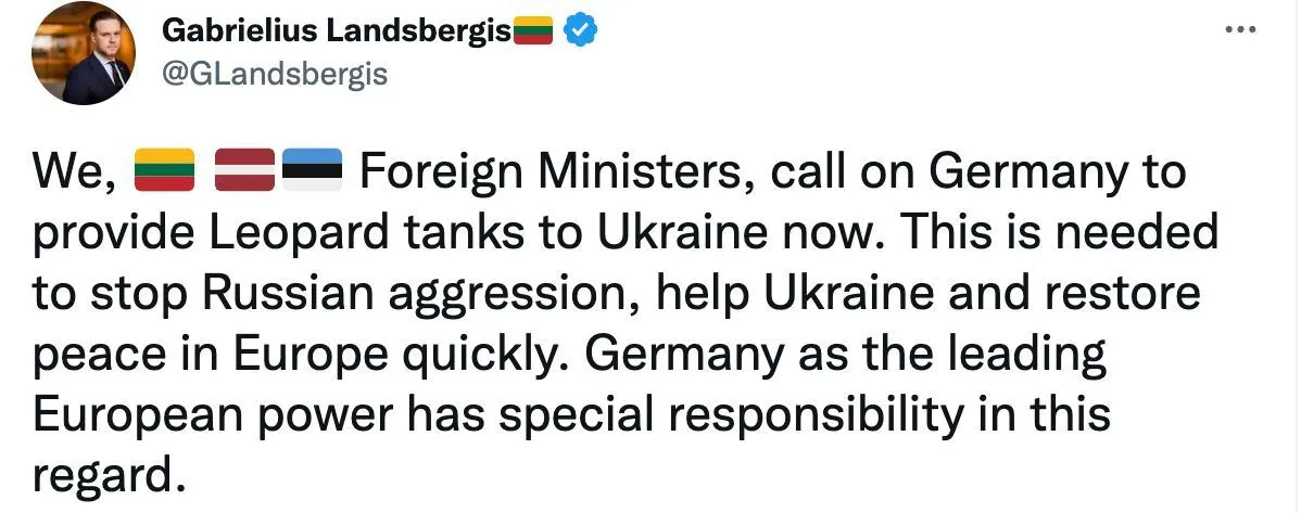 ’’Несе особливу відповідальність’’: країни Балтії закликали Німеччину дати танки Україні