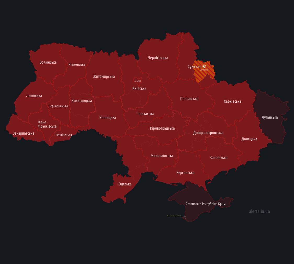 В Украине есть масштабная воздушная тревога. В Беларуси зафиксирована активность авиации dqxikeidqxidqrant