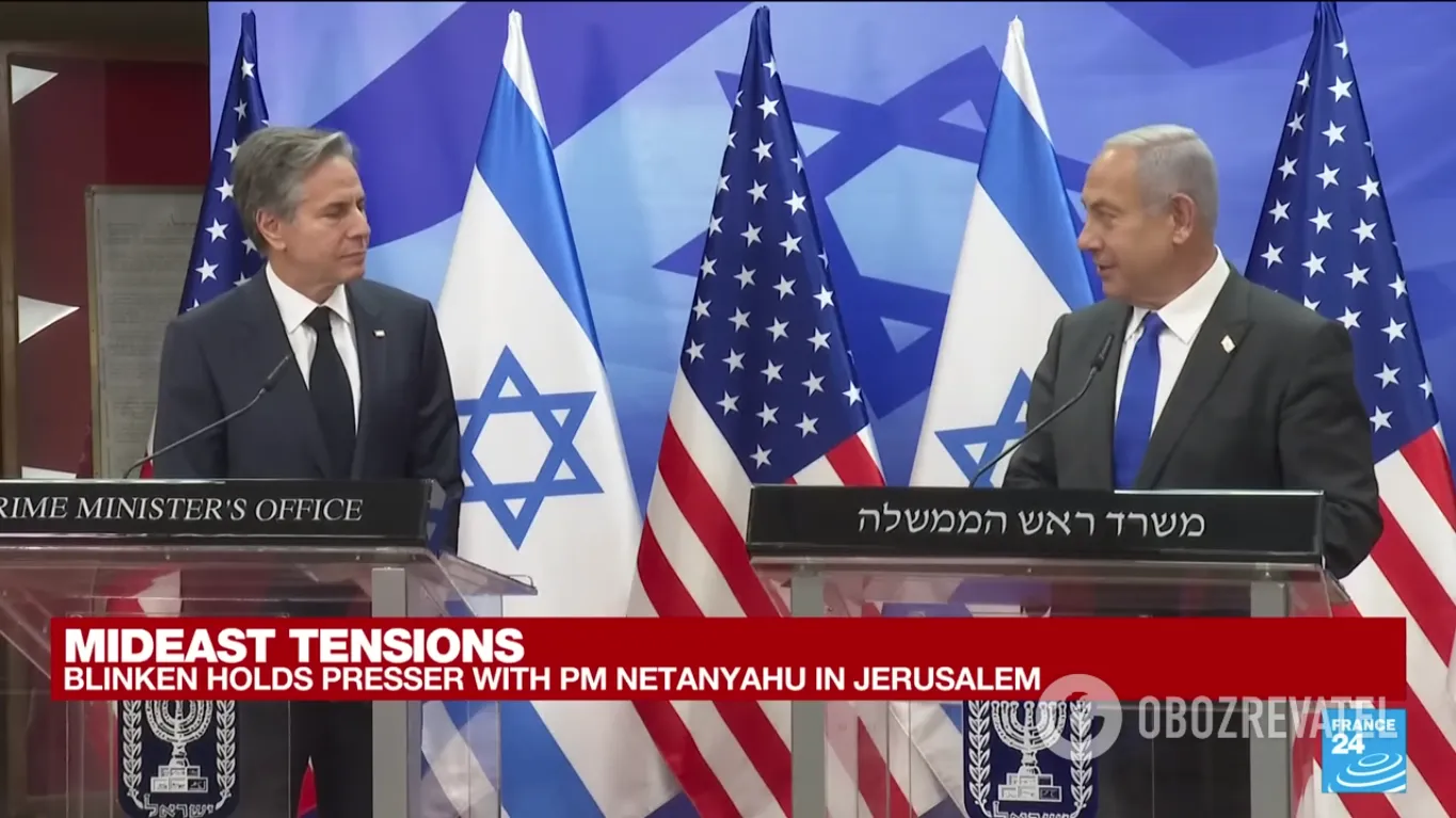 Блінкен і Нетаньяху на прес-конференції в Єрусалимі. dqxikeidqxiqqeant