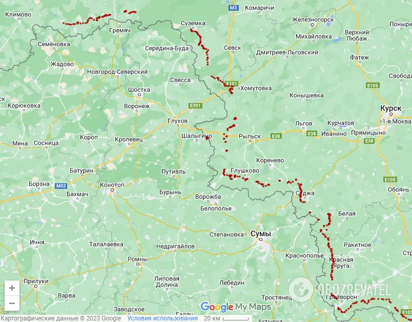 Окопи на російській території