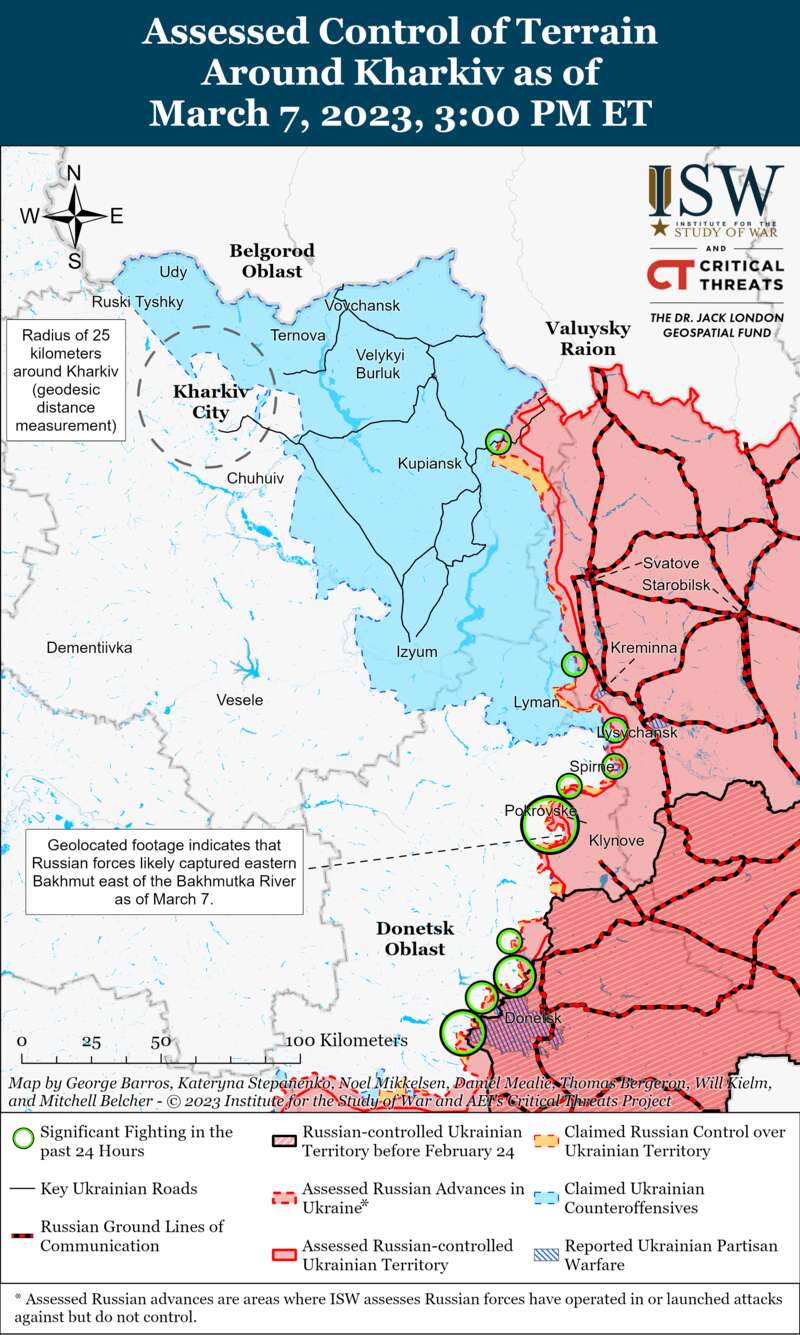 ЗСУ проводять контратаки на захід від Бахмута: карти боїв від ISW dqxikeidqxidqrant