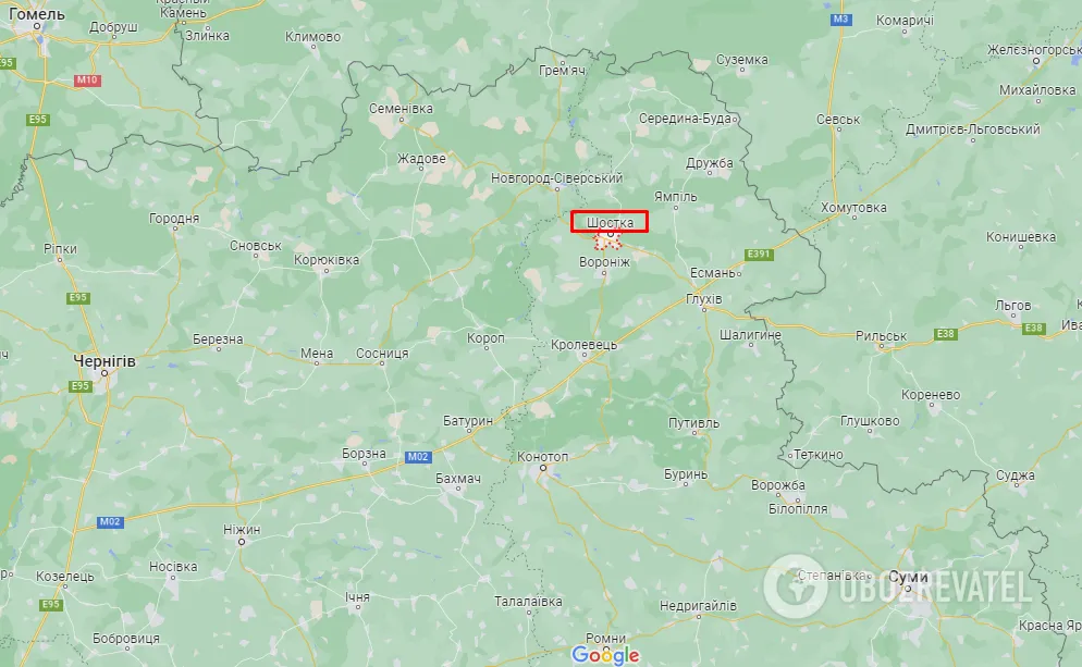 Шостка, карта dqxikeidqxidqeant