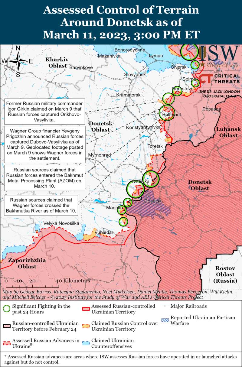 Бої в районі Бахмута стали інтенсивнішими: карти боїв від ISW