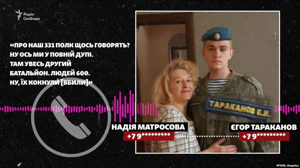 Ми верифікували цей дзвінок та виявили, що на записі звучить голос костромського десантника Єгора Тараканова. Він телефонував до своєї матері Надії Матросової з місця десь неподалік Мощуна