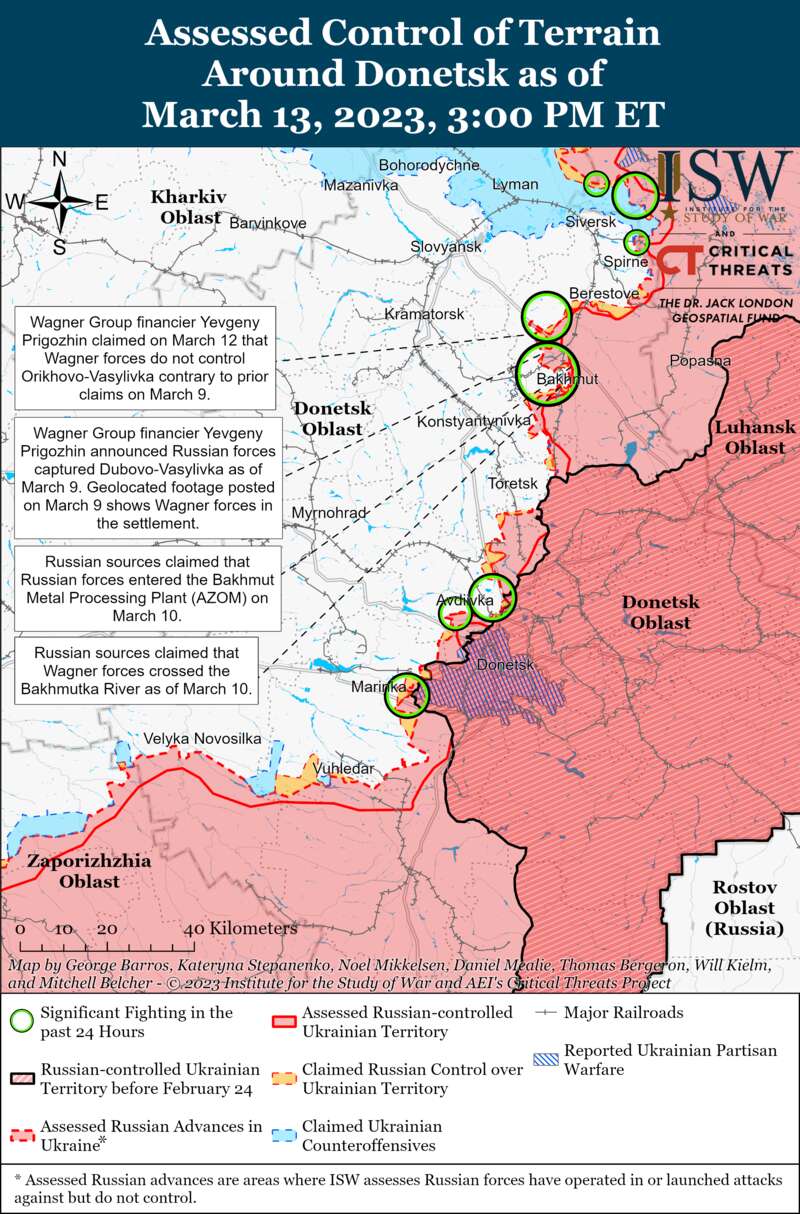 ЗСУ контратакували на захід від Сватового, війська РФ просуваються до Бахмута: карти боїв ISW