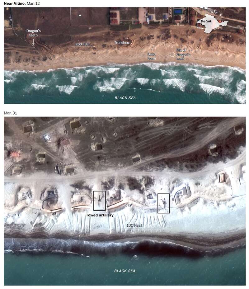 спутниковые снимки российских укреплений в Крыму