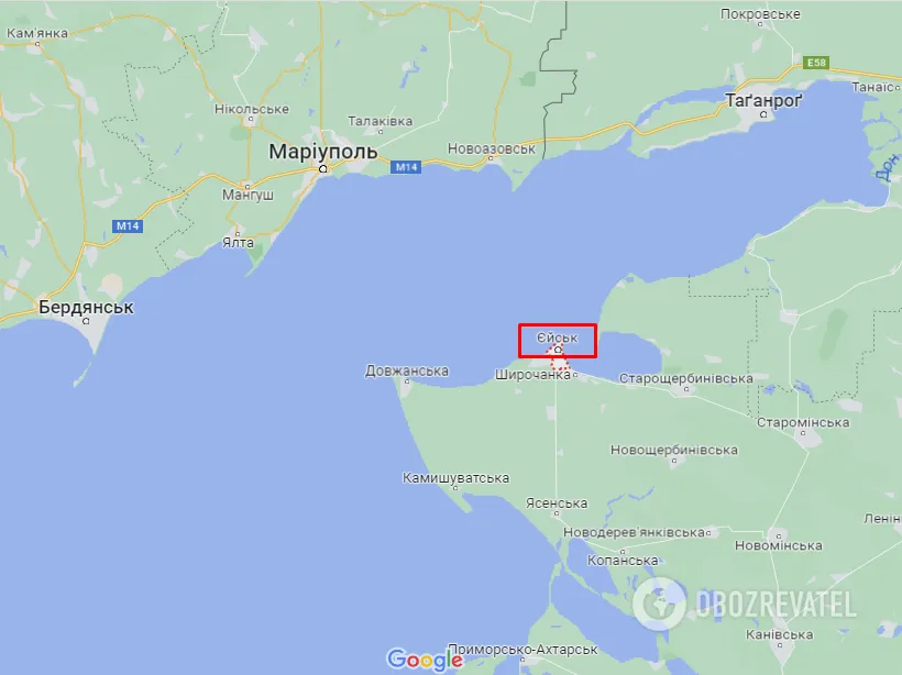 Ейск на карте