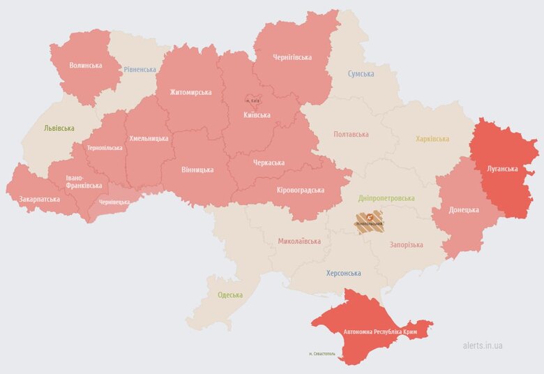 У Києві та низці областей оголошено повітряну тривогу 01 dqxikeidqxiuuant