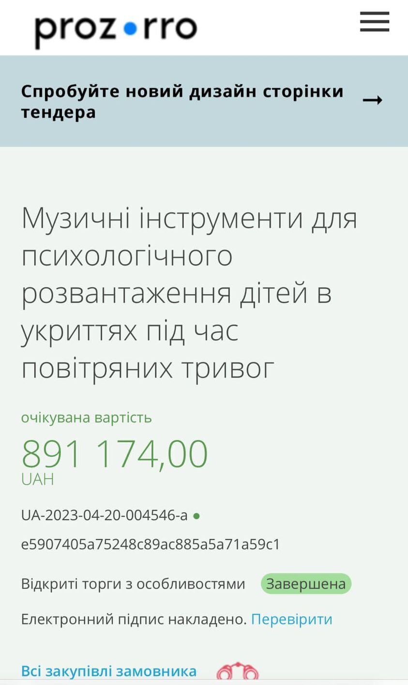 У назві тендера вказали мету dqxikeidqxidqeant