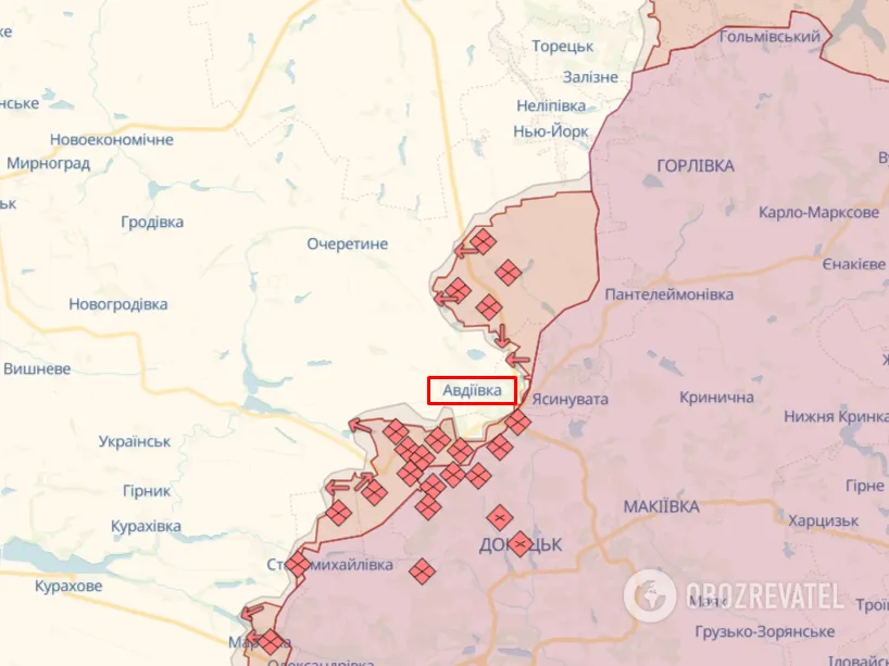 Авдіївка. Карта лінії фронту